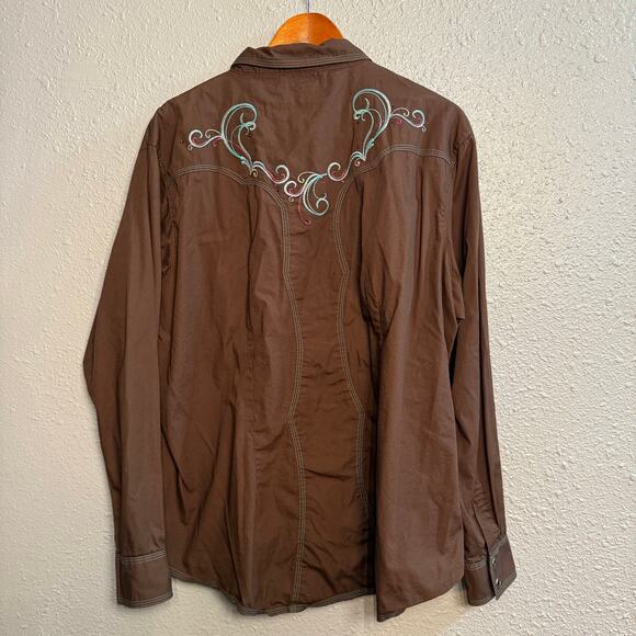 Wrangler Pearl Snap Embroidered Cotton Plus Size 3XL Western Wear - Picture 5 of 5
